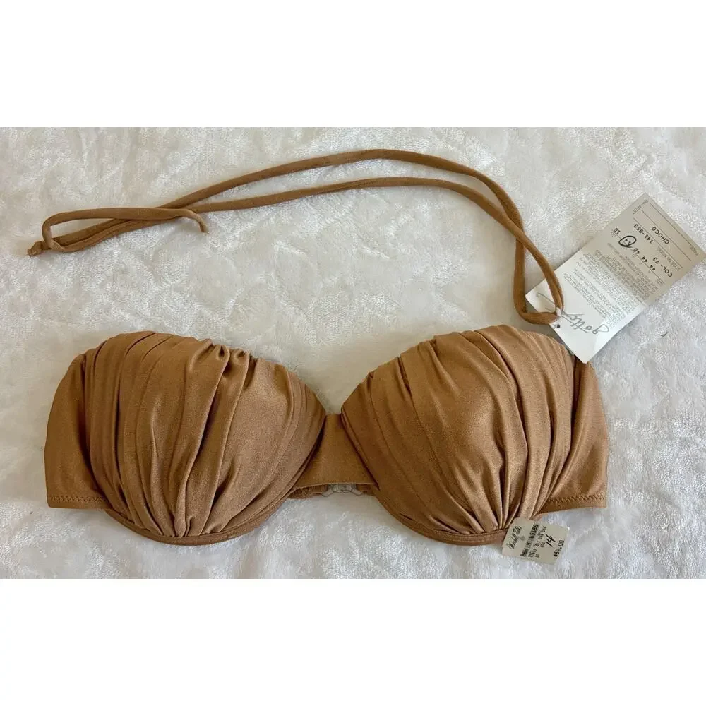 NWT Vintage 90s Gottex Women’s Size 14 Metallic Bronze Wired Bikini Top